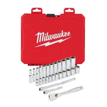 28pcs 1/4" Drive Ratchet and Socket Set - Metric