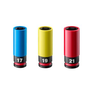 1/2" Lug Nut Wheel Socket Set (17mm, 19mm, 21mm)